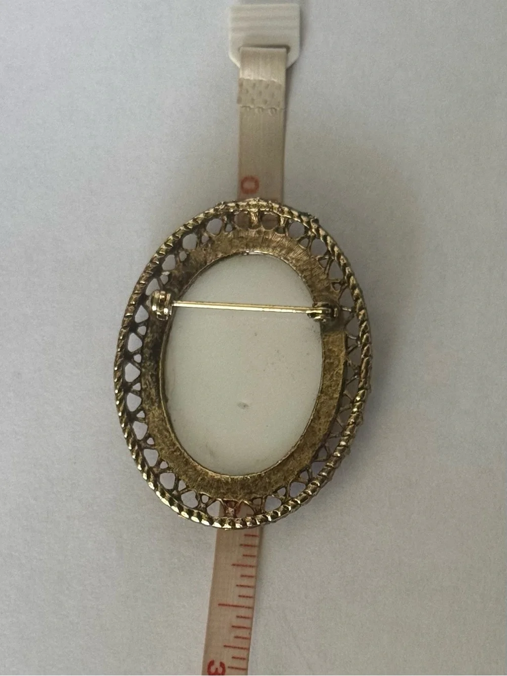 Sold Vintage Romantic Golden Rose Oval Milk Glass Cameo Brooch